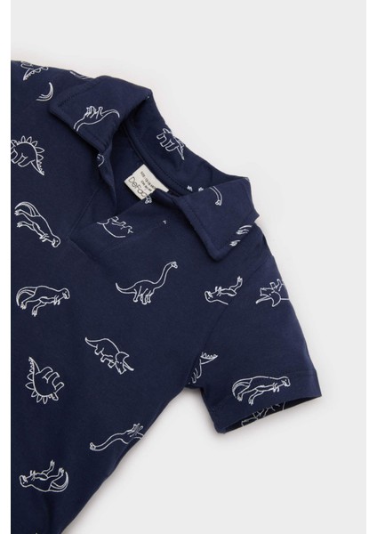 Erkek Bebek 2'li Takım Dinozor Desenli Gömlek Beli Lastikli Kısa Jean Şort Alt E8174A525SM modelleri