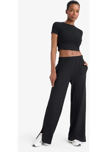 fit Wide Leg Cepli Geniş Paça Yırtmaçlı Uzun Sporcu PANTOLON E2538AX25SM