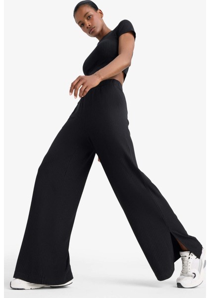 fit Wide Leg Cepli Geniş Paça Yırtmaçlı Uzun Sporcu PANTOLON E2538AX25SM