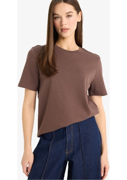 Regular Fit Bisiklet Yaka Basic Düz Kısa Kollu Tişört D7579AX25SP