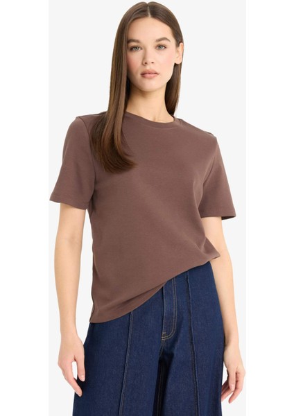 Regular Fit Bisiklet Yaka Basic Düz Kısa Kollu Tişört D7579AX25SP modelleri