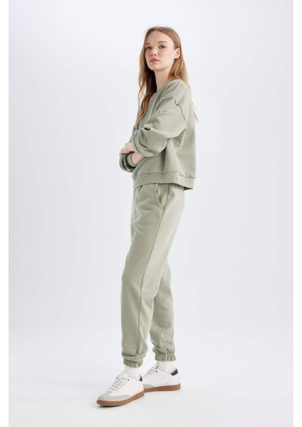 Regular Fit 2'li Takım Sweatshirt Beli Lastikli Jogger Eşofman Altı D8022AXNS fırsatları