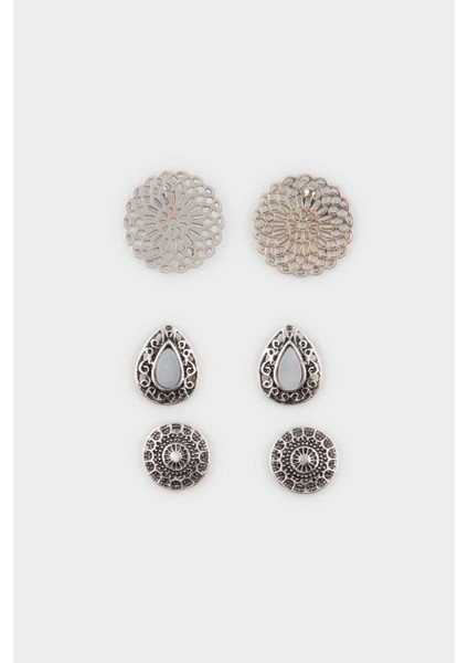 Kadın Eskitme 3'lü Silver Küpe E4522AXNS