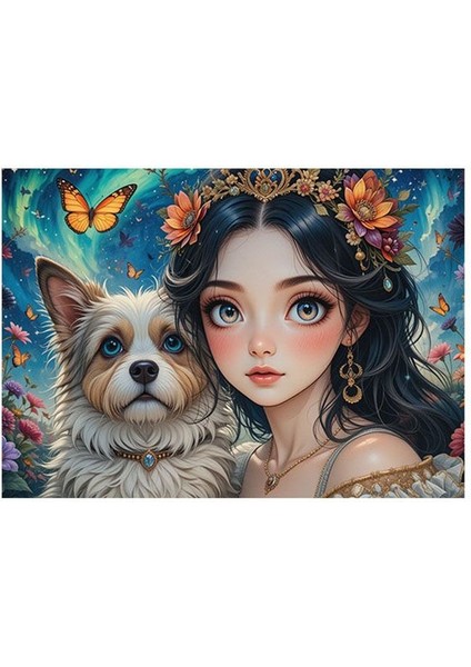 Sevimli Kız ve Köpeği Mdf Tablo
