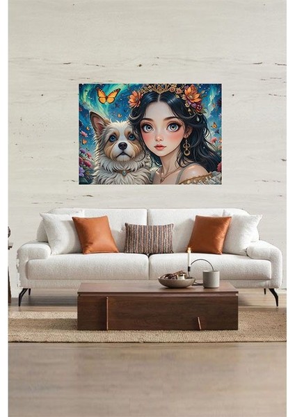Sevimli Kız ve Köpeği Mdf Tablo