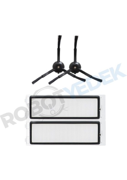 Roborock QRevo (DİKKAT! S,PRO,MAXV DEĞİL!) Siyah Uyumlu Hepa Filtre ve Yan Fırça-4 Parça