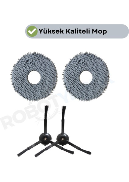 Roborock Q Revo Master Siyah Uyumlu Mop ve Yan Fırça-4 Parça
