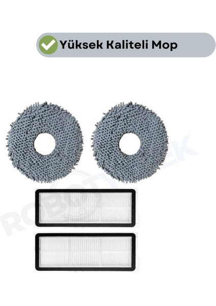 Roborock Qrevo Maxv Qrevo Pro Qrevo S Uyumlu Mop ve Hepa Filtre-4 Parça