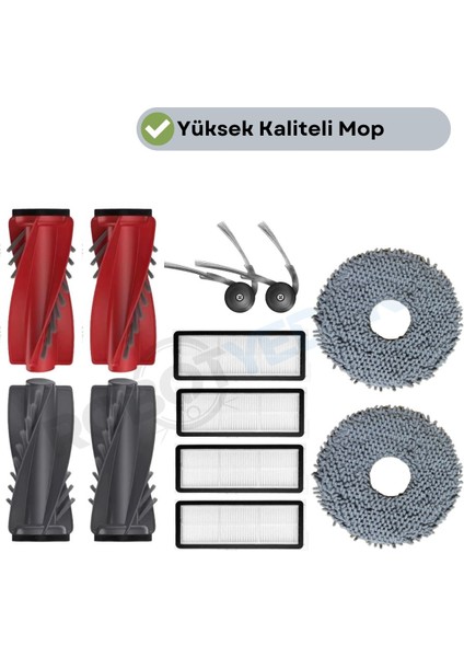 Roborock Qrevo Curv Uyumlu Fırça Hepa Filtre Mop Seti-10 Parça