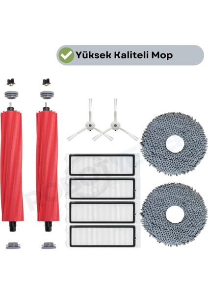 Roborock QRevo (DİKKAT! S,PRO,MAXV DEĞİL!) Beyaz Uyumlu Fırça Hepa Filtre Mop Seti-10 Parça