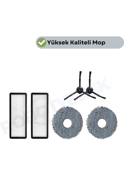 Roborock Qrevo Maxv Qrevo Pro Qrevo S Siyah Uyumlu Hepa Filtre Yan Fırça Mop-6 Parça