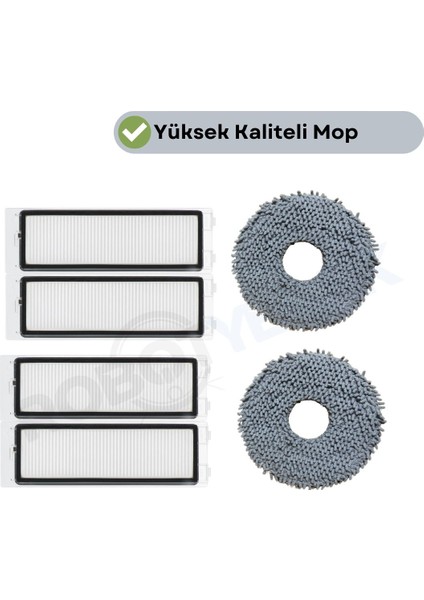 Roborock QRevo (DİKKAT! S,PRO,MAXV DEĞİL!) Uyumlu Hepa Filtre ve Mop-6 Parça