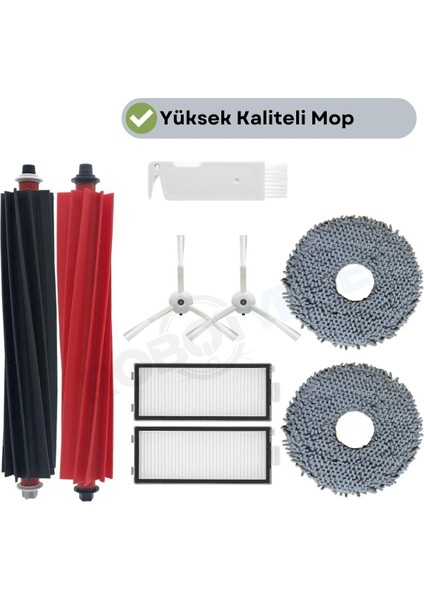 Roborock Q Revo Master Beyaz Uyumlu Fırça Hepa Filtre Mop Seti-8 Parça