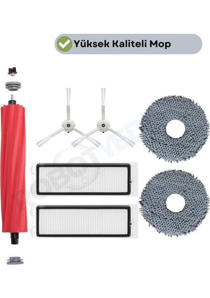 Roborock QRevo (DİKKAT! S,PRO,MAXV DEĞİL!) Beyaz Uyumlu Fırça Hepa Filtre Mop Seti-7 Parça