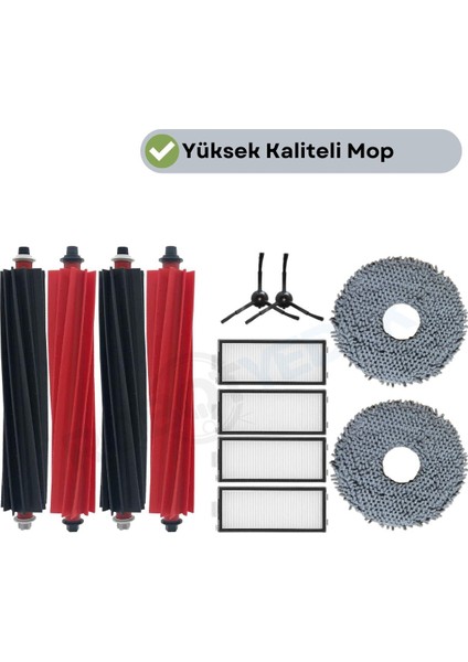 Roborock Q Revo Master Siyah Uyumlu Fırça Hepa Filtre Mop Seti-10 Parça