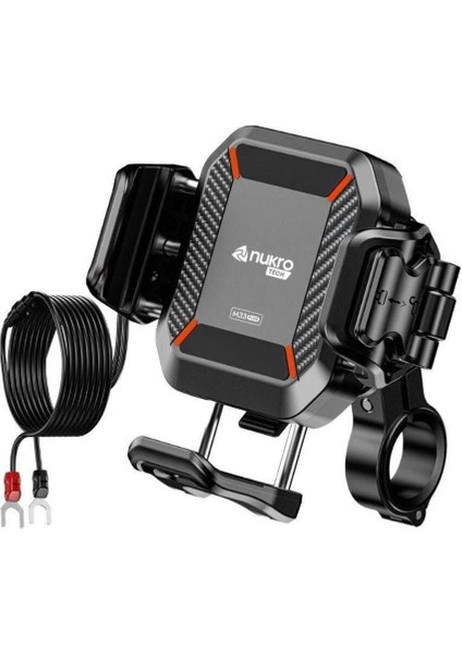 M33 Plus Titreşim Modüllü Motosiklet Telefon Tutucu (Kablosuz ve Type-C Şarjlı ) modelleri