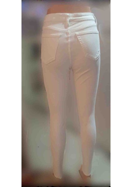 Yırtık Model Beyaz Kadın Kot Pantolon fiyatları