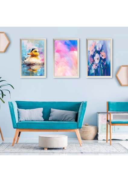 3'lü Ördek Desenli Painting Foreks Tablo