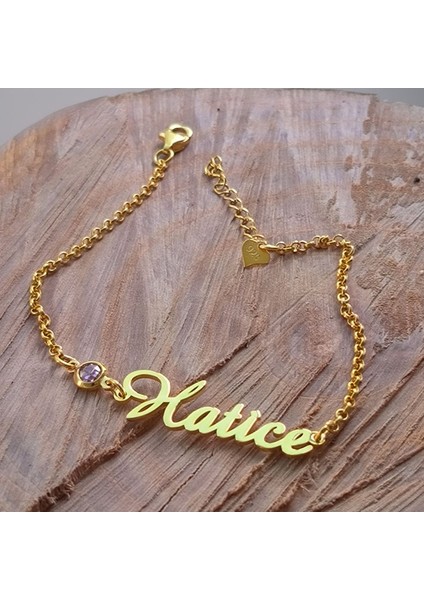 925 Ayar Gümüş Isimli Bileklik Taşlı Bileklik Kişiye Özel Gümüş ve Gold Renk fiyatları