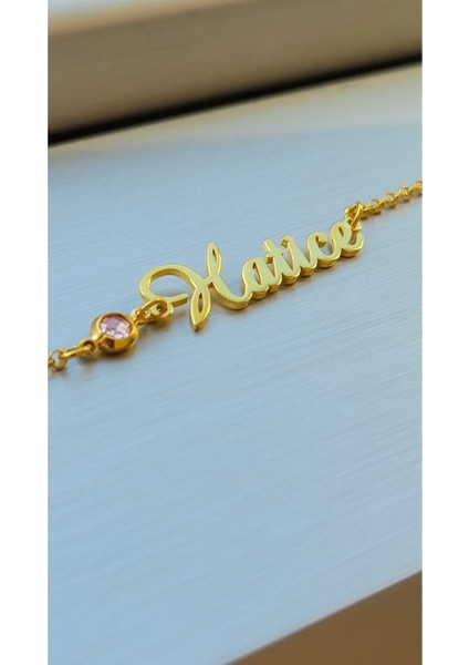 925 Ayar Gümüş Isimli Bileklik Taşlı Bileklik Kişiye Özel Gümüş ve Gold Renk fırsatları