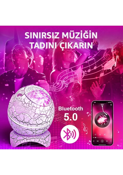 Dinazor Yumurtası Gece Lambası Projektör Uzaktan Kumandalı Nebula Gece Lambası Hoparlörlü Bluetooth