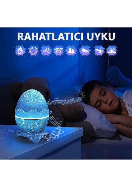 Dinazor Yumurtası Gece Lambası Projektör Uzaktan Kumandalı Nebula Gece Lambası Hoparlörlü Bluetooth