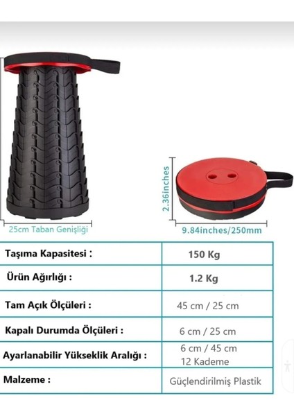 Tabure 45CM Kademeli Kamp Barbekü Balık Tutma Bahçe Piknik Taşınabilir Katlanır Tabure Teleskopik fiyatları