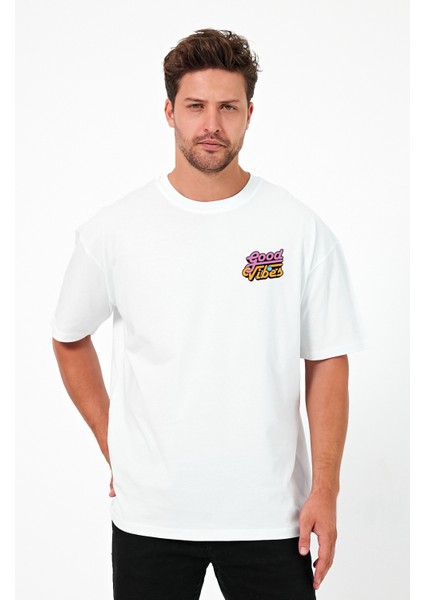 Good Vibes Baskılı Oversize Tişört