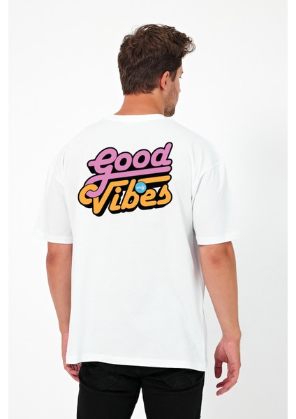 Good Vibes Baskılı Oversize Tişört modelleri