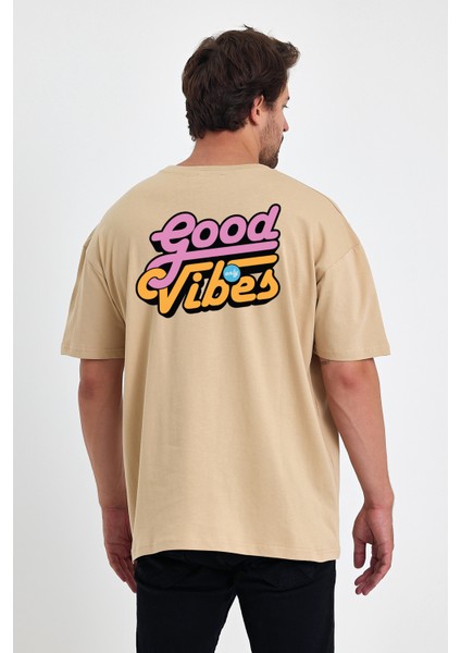 Good Vibes Baskılı Oversize Tişört modelleri