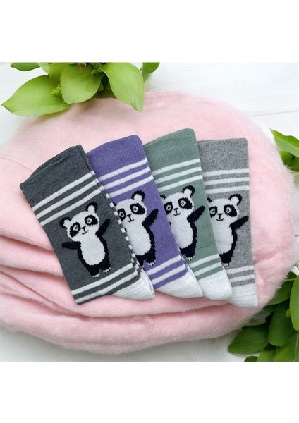 Panda Desenli Kız Çocuk Çorabı 4^lü fırsatları