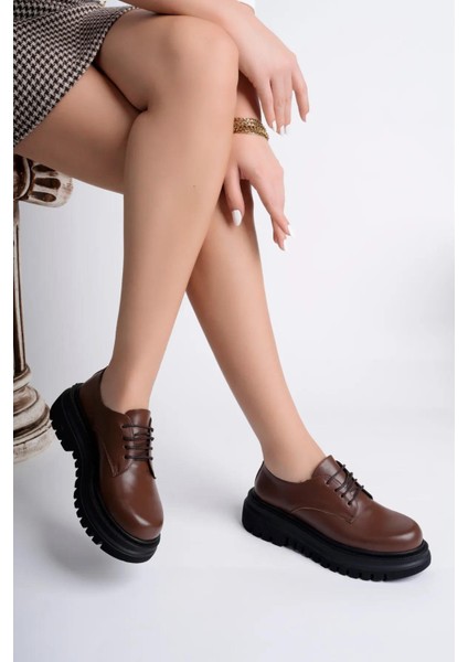 Hakiki Deri Kadın Günlük Kalın Taban Deri Loafer Ayakkabı TRC49-216674 modelleri