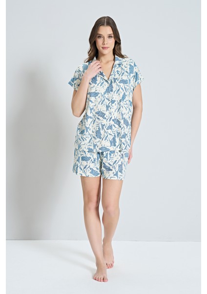Luxury Pamuklu Kısa Kollu Kadın Pijama Takımı