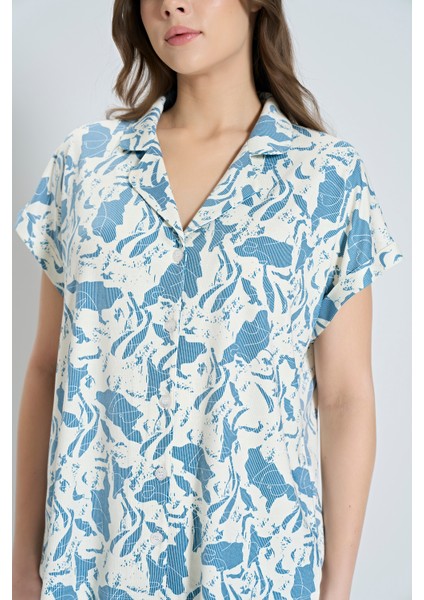 Luxury Pamuklu Kısa Kollu Kadın Pijama Takımı