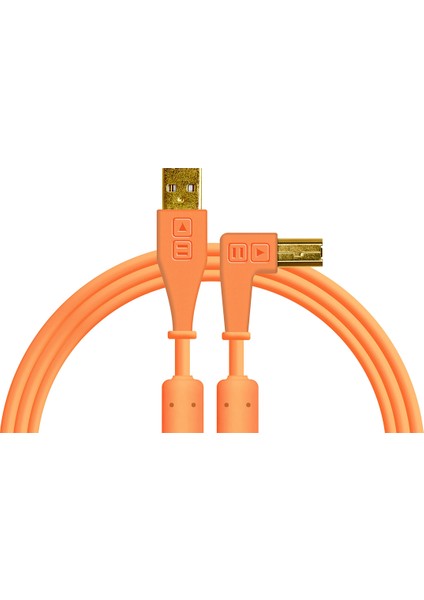 Chroma Cables Usb-A To B - 1.5mt | Right Angled Neon Orange