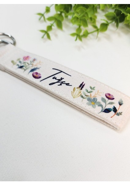 Isme Özel Kişiye Özel Renkli Çiçek Desenli Kumaş Anahtarlık modelleri
