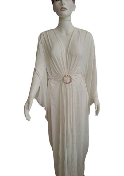 Serena Beyaz Kaftan, Şifon Beyaz Kaftan, Incili Beyaz Kaftan, Şık Pareo, Sahil Giyim indirimleri