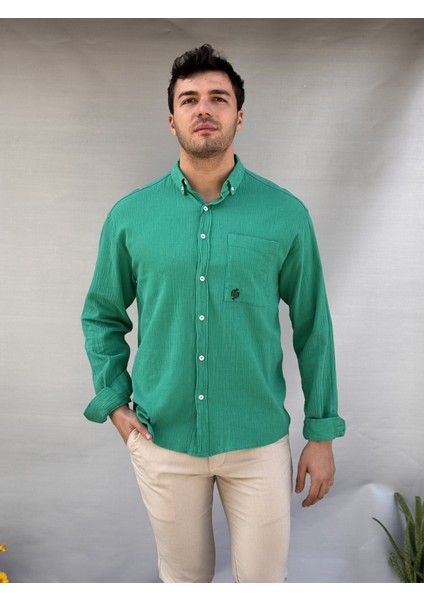 Cepli Keten Oversize Gömlek
