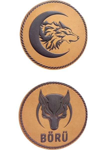 Börü Ve Uluyan Kurt Arma Patch 2 Li Set Slikon Turuncu Renk Cırtlı