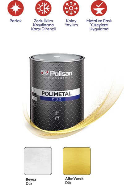 Polimetal Metal Boyası Düz (Antipaslı) Beyaz - Altın 1 kg
