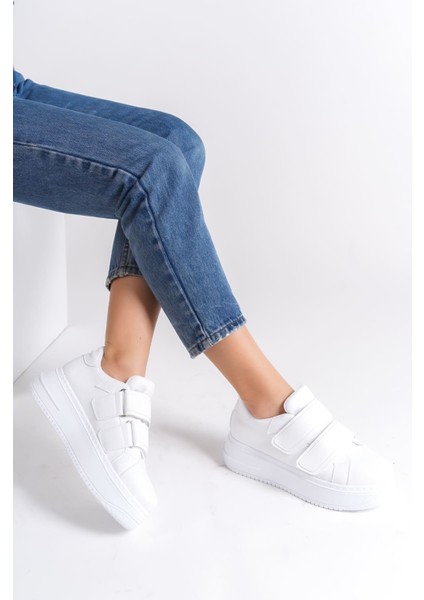 Valencıa Cırt Cırtlı Ortopedik Taban Kadın Sneaker - Beyaz