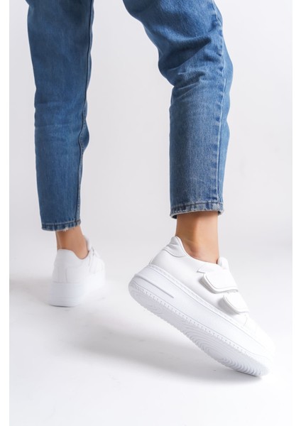 Valencıa Cırt Cırtlı Ortopedik Taban Kadın Sneaker - Beyaz