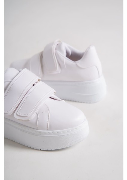 Valencıa Cırt Cırtlı Ortopedik Taban Kadın Sneaker - Beyaz