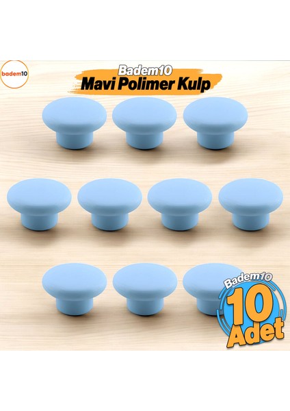 Bohem Mavi Mantar Kulp Düğme 10 Adet Çekmece Mutfak Mobilya Dolabı Dolap Kulpu Kulbu Plastik Kulp