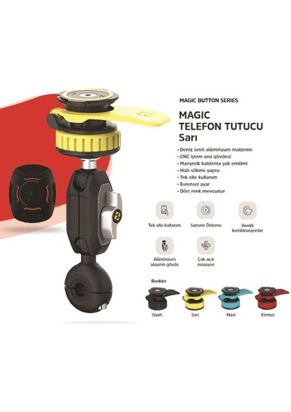 Smnu Magic Ayna Kolu Bağlantılı Telefon Tutucu Sarı
