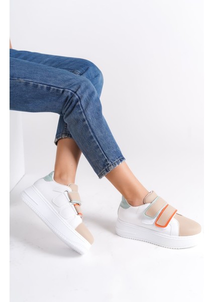 Valencıa Cırt Cırtlı Ortopedik Taban Kadın Sneaker - Ten Mavi