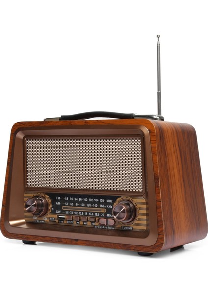 Nostalji Radyo Bluetooth USB Destekli Büyük Boy ve Güçlü Ses