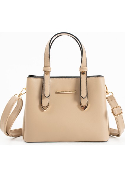 Kadın 4 Bölmeli Gold Aksesuarlı Sade Şık Omuz ve El Çantası