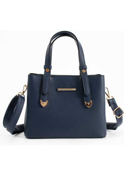 Kadın 4 Bölmeli Gold Aksesuarlı Sade Şık Omuz ve El Çantası