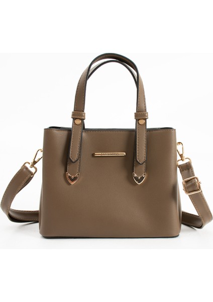 Kadın 4 Bölmeli Gold Aksesuarlı Sade Şık Omuz ve El Çantası